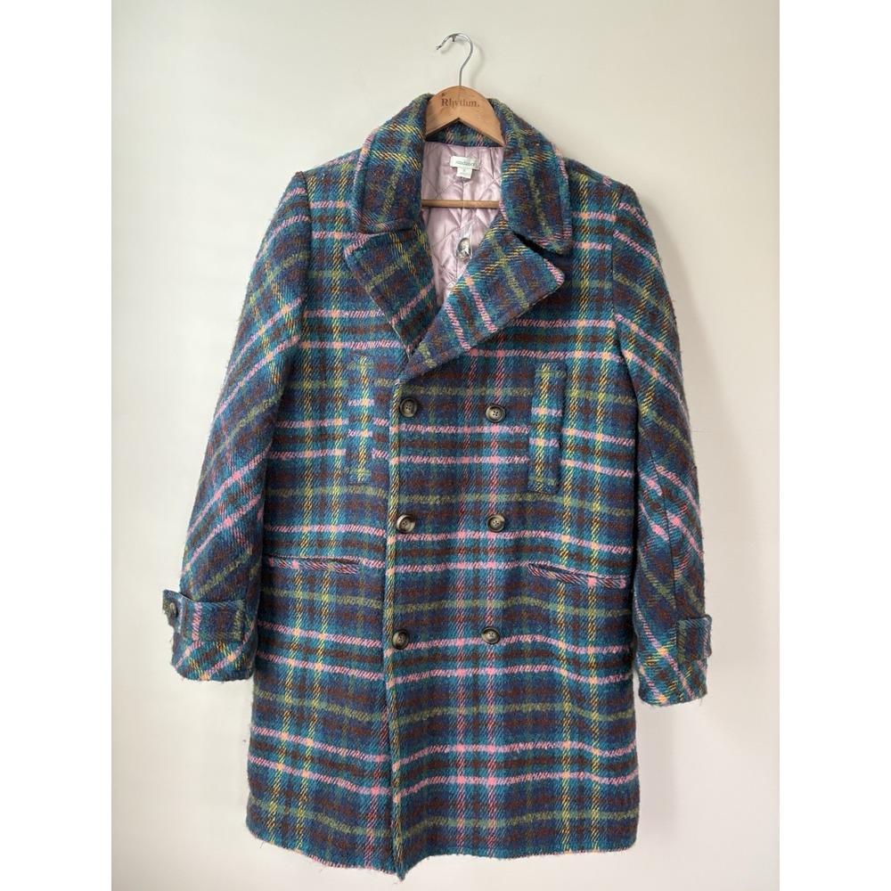 Sundance Catalog Multi Colored Tea & Toast Plaid Coat Size S